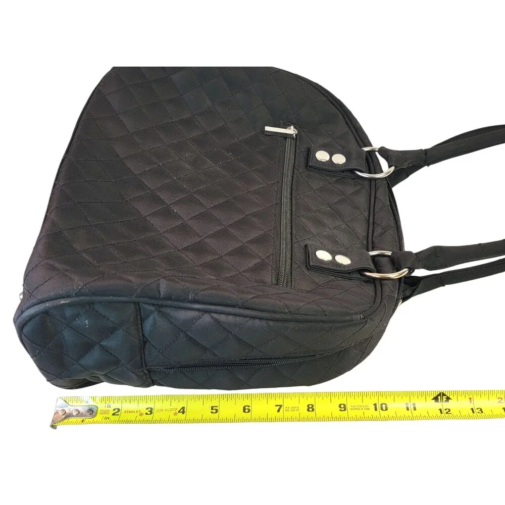 JP Lizzy Bowler Type Large Diaper Bag Black Changing Pad Quilted Zippered